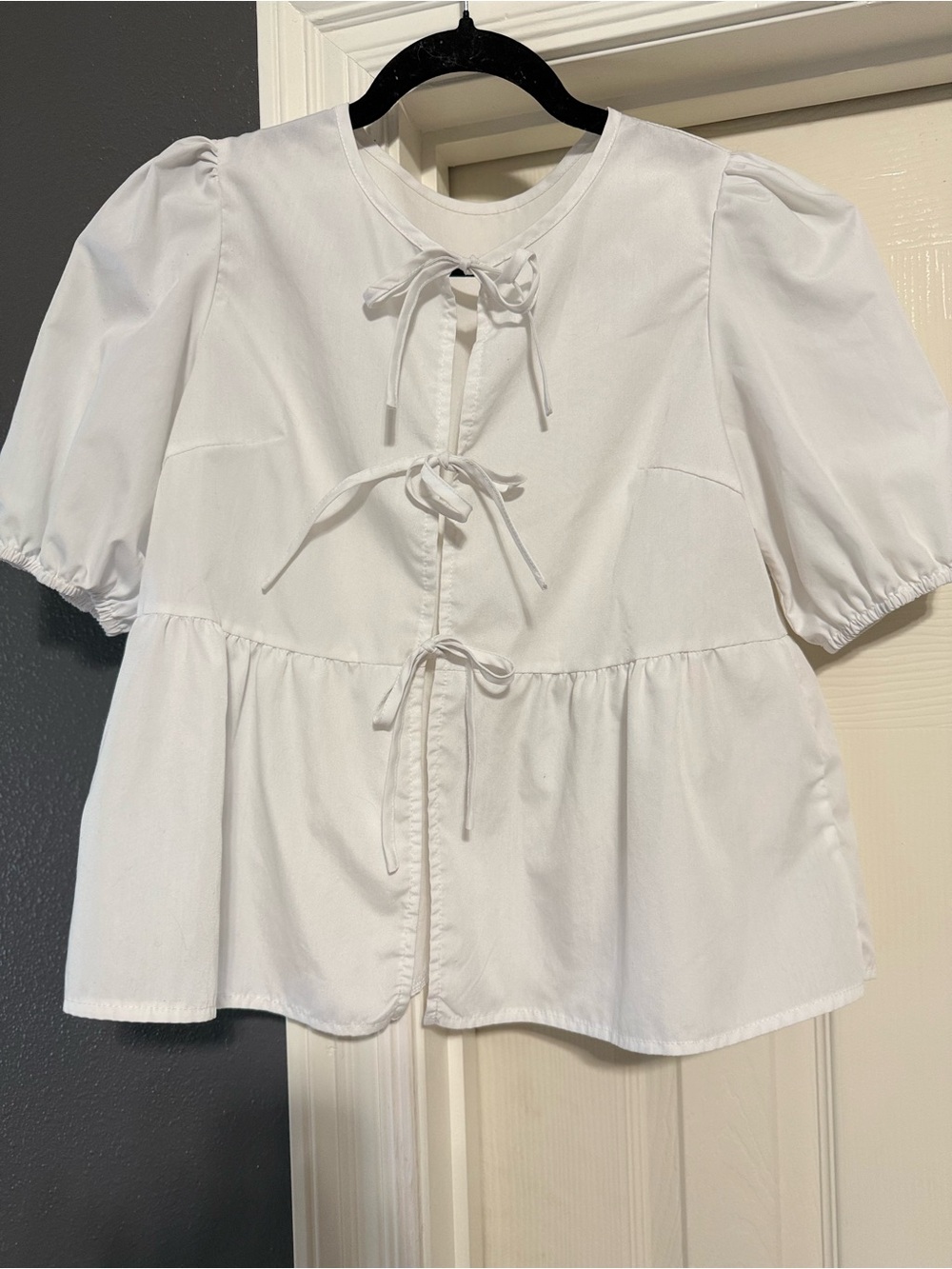 SHEIN White Tie-Front Peplum Blouse